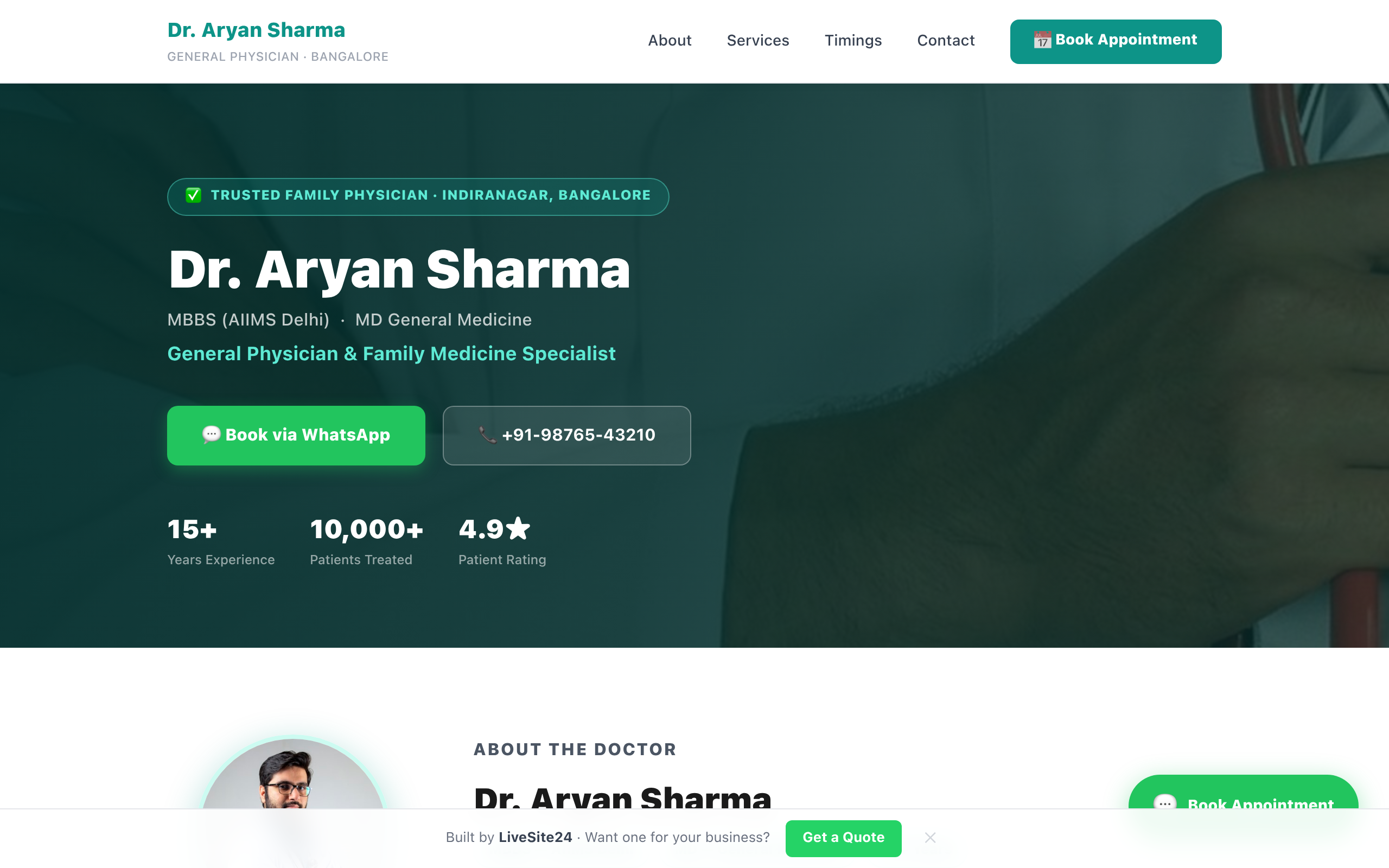 Dr. Aryan Sharma website screenshot